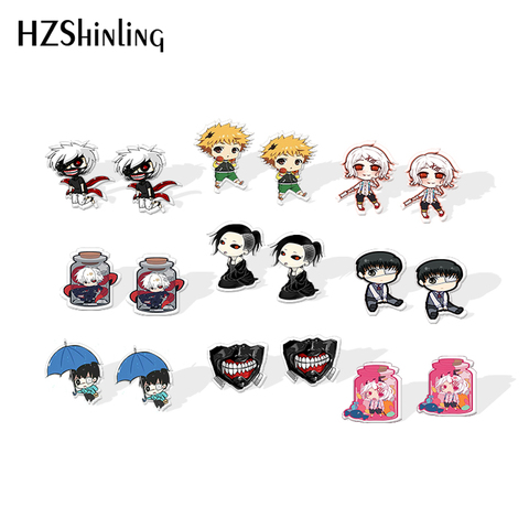 Buy Online 19 New Tokyo Ghoul Kaneki Ken Earring Fashion Shrinky Dinks Earring Anime Epoxy Stud Acrylic Earrings Alitools