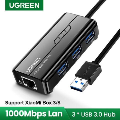 Ugreen USB Ethernet USB 3.0 2.0 to RJ45 HUB for Xiaomi Mi Box 3/S Set-top Box Ethernet Adapter Network Card USB Lan ► Photo 1/6