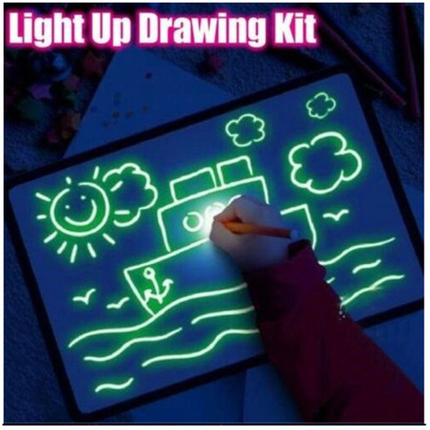 3d Magic Drawing Pad Light Effects Puzzle Board Sketchpad Tablet Creative  Toy Children Painting Art Learning Tool Gift For Kids