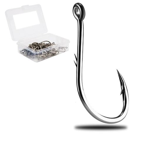 50pcs/box High Carbon Steel Fish Hook Barbed 10 Series In Fly Fishhooks Worm Pond Fishing Bait Holder Jig Hole Lure Accessories ► Photo 1/6