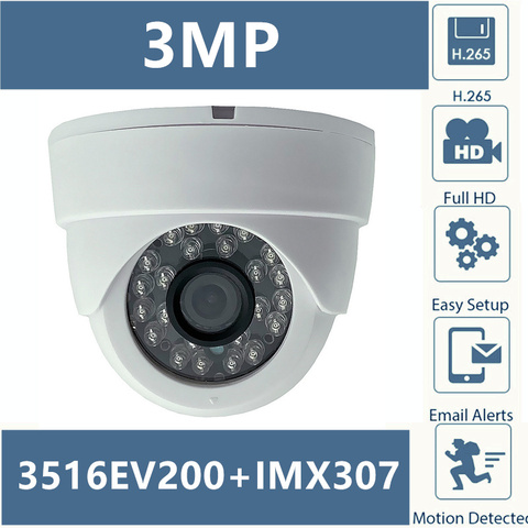 3516E+Sony IMX307 IP Ceiling Dome Camera 3MP 2304*1296 H.265 Low illumination NightVision IRC Onvif CMS P2P Motion Detection ► Photo 1/6