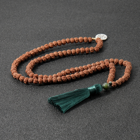 Showboho 108Mala Handmade Beaded Rudraksha Necklace Yoga Meditation Tassel Necklace for Men and Women ► Photo 1/6