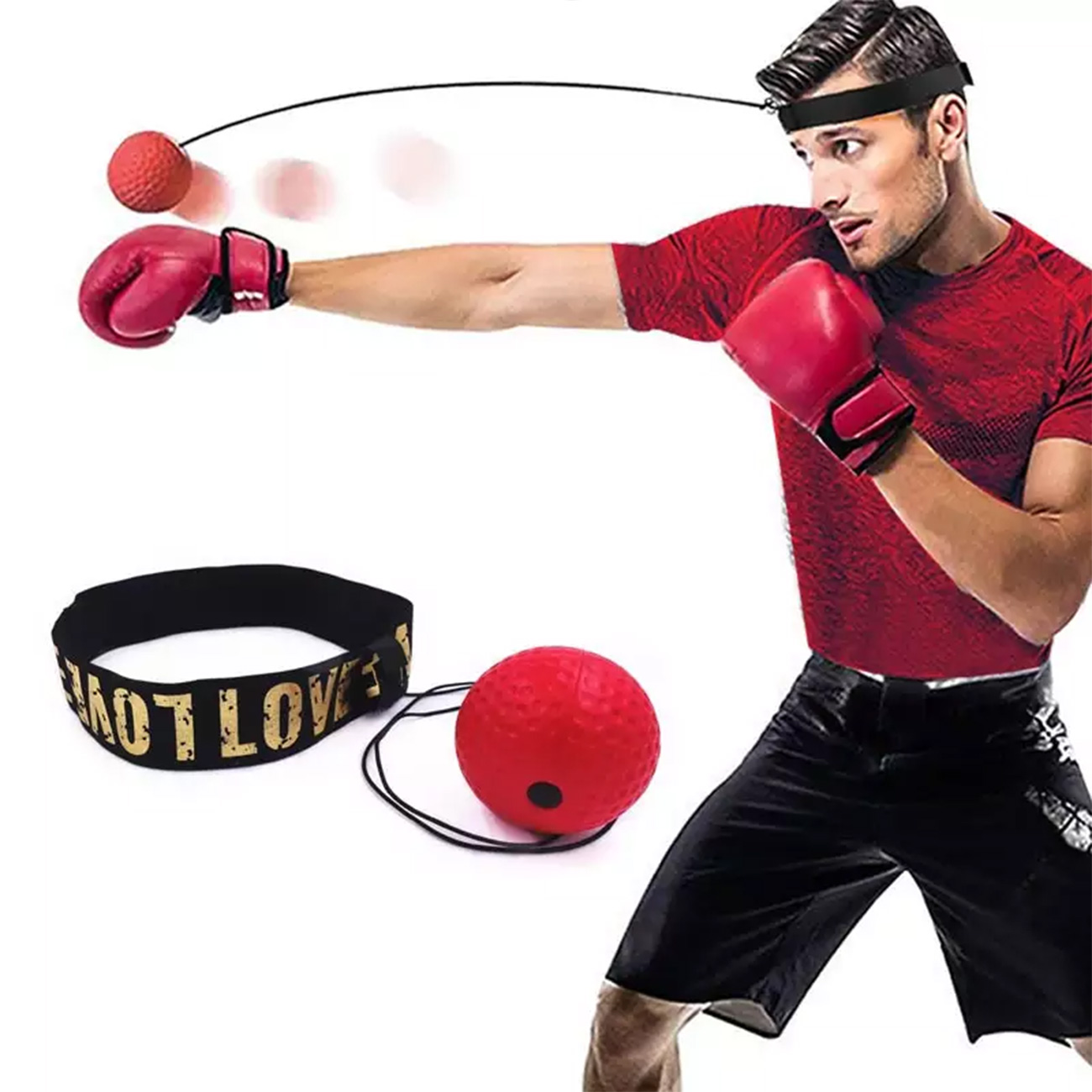 Boxing Reflex Speed Training Punch Ball Headband Elastic Rope Set for Boxer 