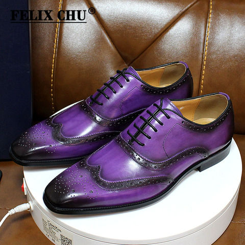 Size 6-13 Handmade Mens Wingtip Oxford Shoes Genuine Calf Leather Traditional Brogue Dress Shoes Wedding Formal Shoes for Men ► Photo 1/6