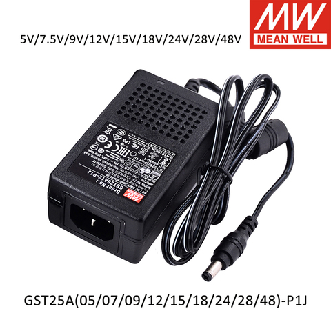 Mean Well GST25A12-P1J GST25A05-P1J 25W Adaptor 5V 7.5V 9V 12V 15V 18V 24V 28V 48V Meanwell Universal Charger Power Supply ► Photo 1/6