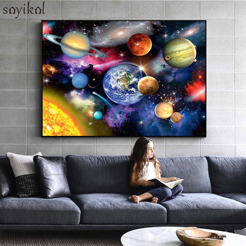 painting solar system with earth