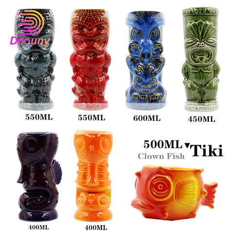 DEOUNY Bar Ceramic Tiki Mug Personality Hawaii Cocktail Glass Creative Cup Zombie Wine Glass Dinkware ► Photo 1/6