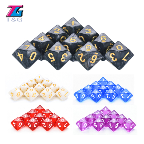 T&G 10Pcs/Set Polyhedral D10 Side Dice DND Games for Marble effect,Transparent Digital Dice for Funny Party Board Game ► Photo 1/6