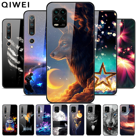 Tempered Glass Case For Xiaomi mi 10 Lite Case 6.57'' Fashion Hard Phone Back Cover For Xiomi mi10 Lite 5G mi10 Pro soft Bumper ► Photo 1/6