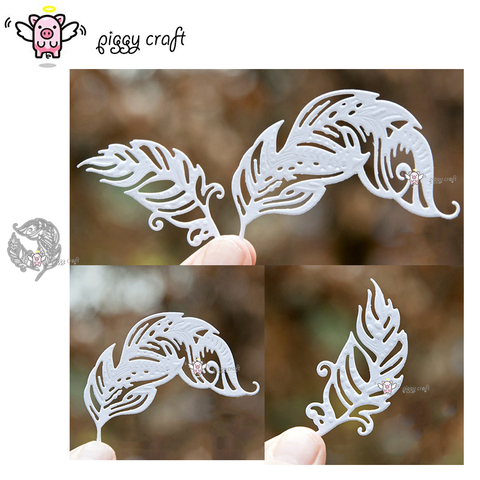 Piggy Craft metal cutting dies cut die mold 2Pcs Feather decoration Scrapbook paper craft knife mould blade punch stencils dies ► Photo 1/1