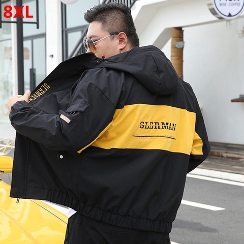 Spring and autumn big size man jacket 7XL hooded jacket plus size XL casual tide jacket 8XL ► Photo 1/6