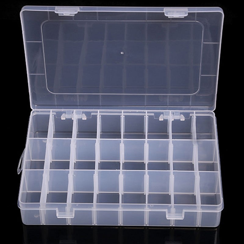Transparent 10/15/24 Grid Storage Box Organizer Case Cajas Organizadora Storing Plastic Box Jewelry Beads Pill Screw Organizador ► Photo 1/6