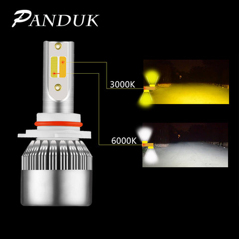 PANDUK 2 Pcs Car Headlight Bulb H1 led H3 H4 H7 H1 Led Super Bright 3000k 6000K Double Color Headlamp H11 9005 LED 9006 HB4 880 ► Photo 1/6