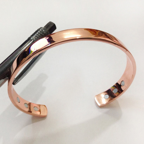 Pure Copper Magnet Energy Health Open Bangle Plated Gold Color Simple Bracelet Bio Healthy Healing Bracelet ► Photo 1/5