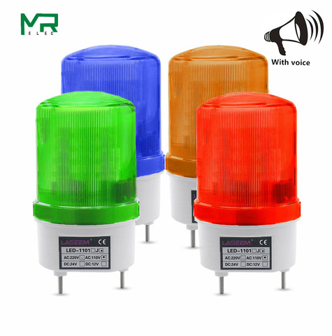 LED-1101 With voice Rotating rotary LED strobe Alarm Lamp light siren yellow blue red green LED warning light  12V 24V 110V 220V ► Photo 1/4