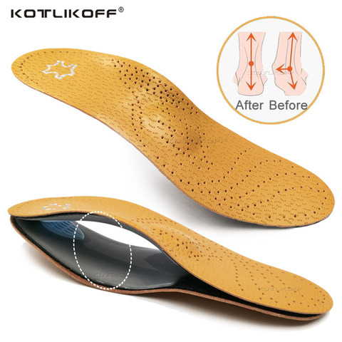 Leather Orthotic Insoles For Flat Feet Arch Support Orthopedic Shoes Sole Insoles For Feet Men Women Children O/X Leg Corrected ► Photo 1/6