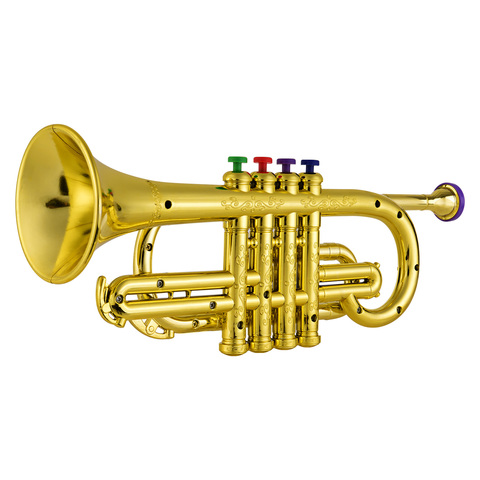 Trumpet Kids Musical Educational toy Wind Instruments ABS Metallic Gold Trumpet with 4 Colored Keys for Kids Children ► Photo 1/6