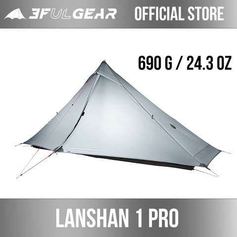 3F UL GEAR official Lanshan 1 pro  Tent Outdoor 1 Person Ultralight Camping Tent 3 Season Professional 20D Silnylon Rodless ► Photo 1/6