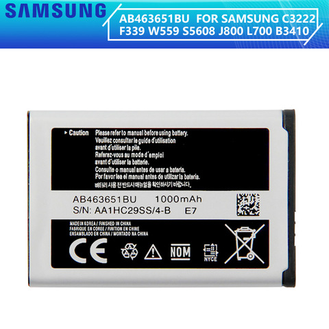 SAMSUNG Original Battery AB463651BC AB463651BE / BU For Samsung J800 S3650 S7070 S5608 S3370 W559 S5628 C3222 F339 GT-3060R ► Photo 1/6