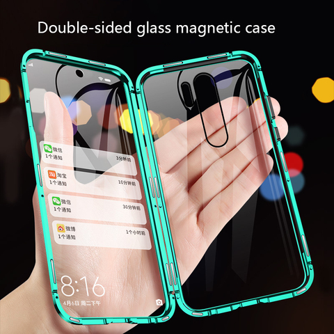 360 Magnetic Adsorption Metal Case For Xiaomi Redmi Note 9 8 7 K20 Pro 8T 9A 8A Mi Note 10 10T Lite Pro Poco X3 NFC Glass Cover ► Photo 1/6