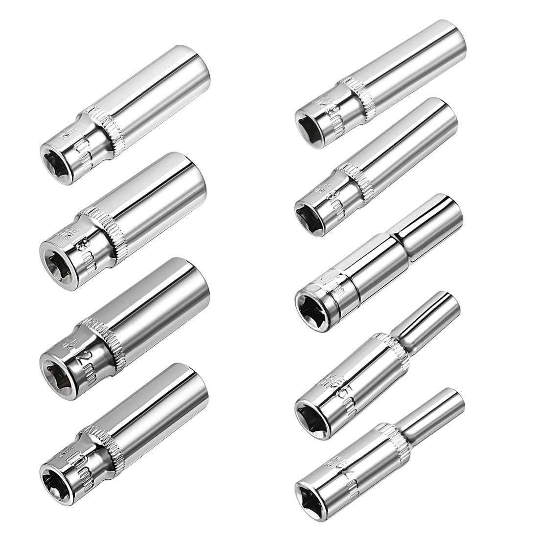 2Pcs 1/2-inch Drive 18mm Cr-V 12-Point Shallow Socket 