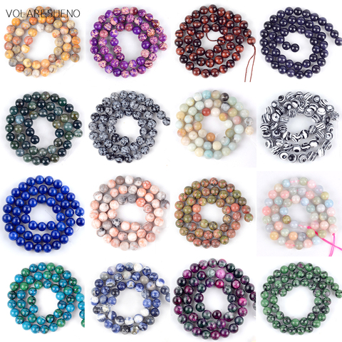 Wholesale Natural Amazonite Howlite Quartz Opal Aquamarines Stone Round Loose Beads For Jewelry Making 4-12mm Pick 30 Styles 15