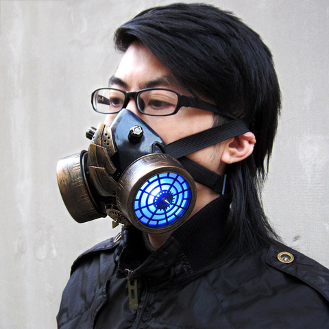 ED Type!!!IGACG Rave Mask Wasteland Punk Masks Steampunk Gas Mask Cosplay Skull Respirator Airsoft Masks Without Battery ► Photo 1/1