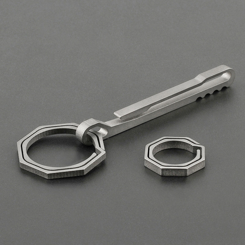 3Pcs/Set Titanium Alloy Keychain Mini Rattlesnake Octagon Ring EDC Outdoor Tools ► Photo 1/6