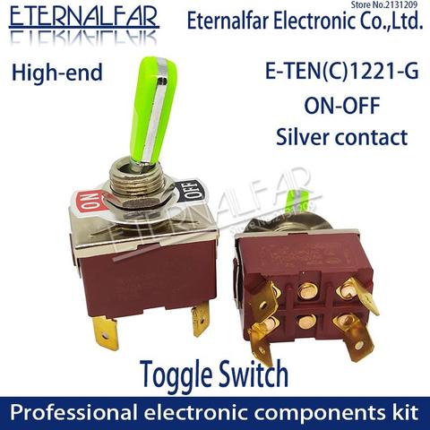 12MM E-TEN1221 High-end Quality Silver Contact DPST 16A 250V AC ON-OFF 4Pin Reset Rocker Toggle Slide Switch Waterproof ► Photo 1/5