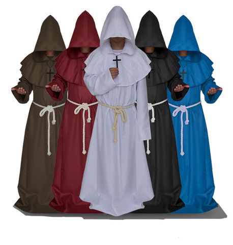 Medieval Monk Clergy Plauge Doctor Costume Gown Robe For Adult Men Priest Hood Cowl Cape Christian Cloak Halloween Outfit Shawl ► Photo 1/6