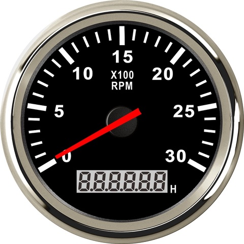 New 3-8K RPM Tacho Tachometer Gauge REV Counter With Hour meter 85mm Gasoline Diesel 12V 24V Red Backlight ► Photo 1/6