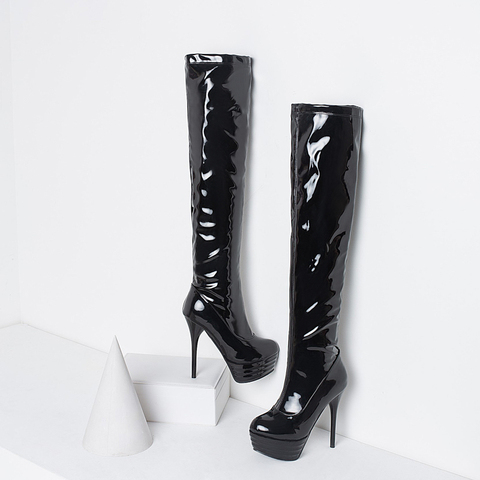 Sexy over the knee high boots women winter snow high heels platform boots shoes party wedding shoes woman size 41 42 43 ► Photo 1/6