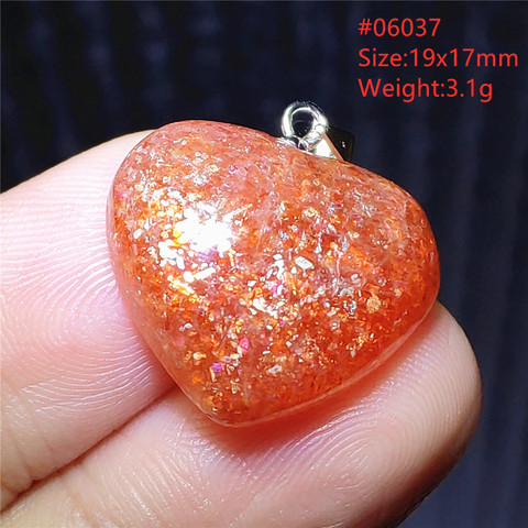 Natural Gold Strawberry Quartz Orange Sunstone Flash Light Gemstone Women Pendant Necklace Heart Cube Crystal AAAAA ► Photo 1/1