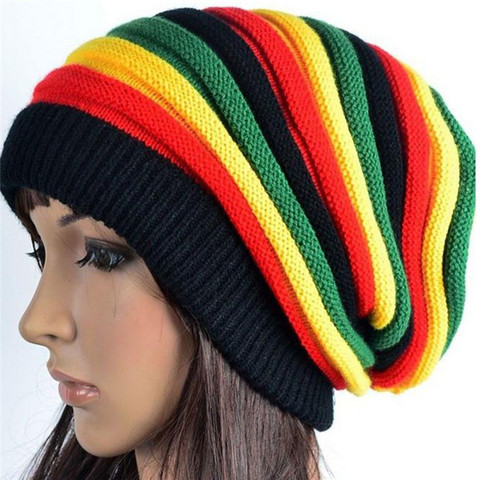 Jamaica Reggae Gorro Rasta Style Cappello Hip Pop Men's Winter Hats Female Red Yellow Green Black Fall Fashion Women's Knit Cap ► Photo 1/6