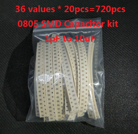 36 values * 20pcs=720pcs 0805 SMD Capacitor kit 1pF-10uF Samples Kit electronic diy assorted kit 10PF 160 105 104 103 2.2uf 47nf ► Photo 1/1