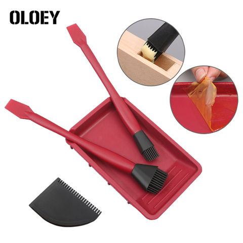 Wnew 4PCS Soft Silicone Woodworking Glue Tools Kit Wide Brush Narrow Brush Thin Blade Shovel Flat Scraper Glue Tray Wood Gluing ► Photo 1/6