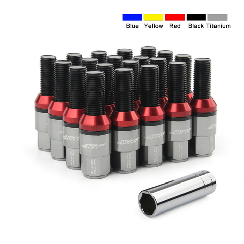 New20Psc Steel+aluminium alloy Taper lug bolt cone seat Wheel Bolts Lug Nuts with caps M12*1.25 M12*1.5 M14*1.25 M14*1.5 For BMW ► Photo 1/6