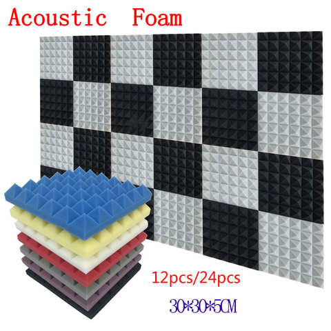 12/24Pcs 300x300x50mm Studio Acoustic Soundproof Foam Sound Absorption Treatment Panel Tile Wedge Protective Sound-Absorb Spong ► Photo 1/6