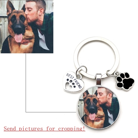 Custom DIY Dog Photo Keychain I Love Dog Glass Crystal Pendant Mini Heart Keychain Car Key Man and Girl Favorite Gift Souvenir ► Photo 1/5