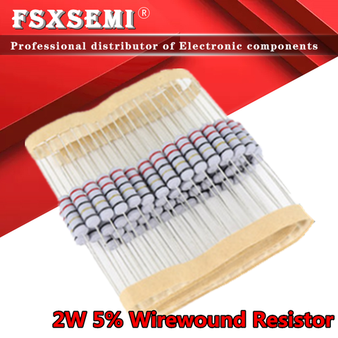 20pcs 2W 5% Wirewound Resistor Fuse 0.05R 0.1R 0.15R 1R 2.2R 4.7R 5.1R 10R 20R 22R 47R 51R 100R ► Photo 1/2