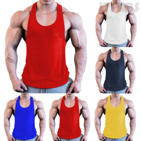 Gym Men Muscle Sleeveless Shirt Tank Top Bodybuilding Sport Fitness Workout Stringer Weight Singlets Breathable Running T-Shirt ► Photo 1/6