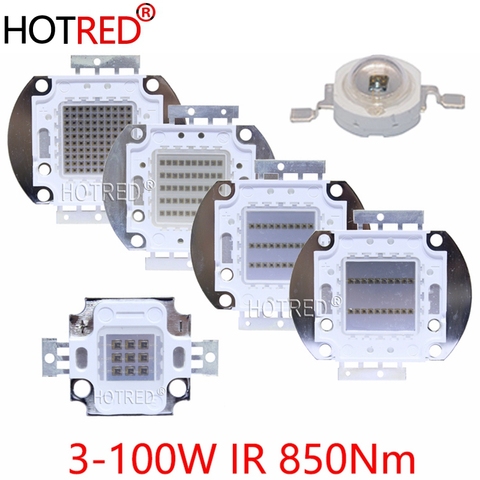 High Power LED Chip IR Infrared 850nm 3W 10W 20W 30W 50W 100W Emitter Diode COB Light Lamp Matrix 850 nm for Night Vision Camera ► Photo 1/6