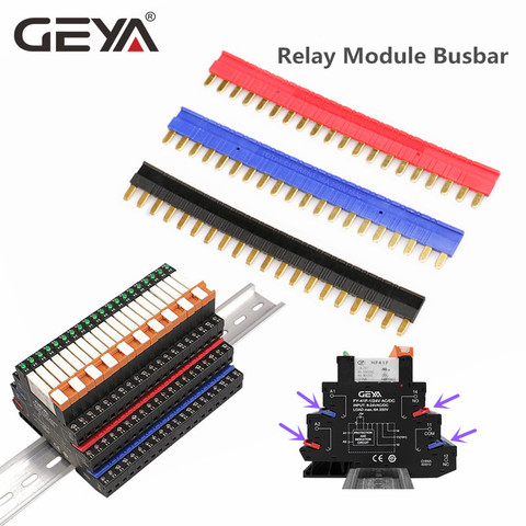 GEYA 41F Slim Relay Module Shorting Bar Busbar Jumper Fast Wiring Plate Black Red Blue ► Photo 1/6