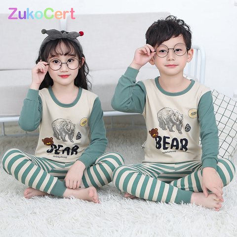 Kids Children Pajamas  Girls Boys Sleepwear Nightwear Baby Infant Clothes All Cotton Pajamas SetS For 5-13 Years ► Photo 1/6