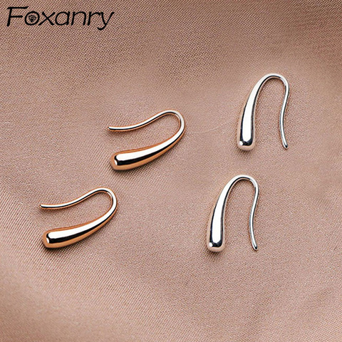 Foxanry Minimalist 925 Sterling Silver Stud Earrings for Women Trendy Elegant Rose Gold Plated Bride Jewelry Prevent Allergya ► Photo 1/6
