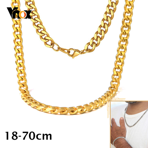 Vnox Thick Miami Cuban Chain Necklace for Men Women Stainless Steel Metal Curb Links Unisex Chokers Long Sweater Chain 3-11mm ► Photo 1/6