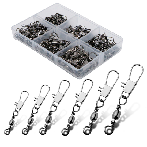 100pcs/box 6 Size Swivel Fishing Connector Snap Pin Rolling Fishing Lure Tackle Alloy Fishing Gear Fish Tool Fishing Accessories ► Photo 1/6