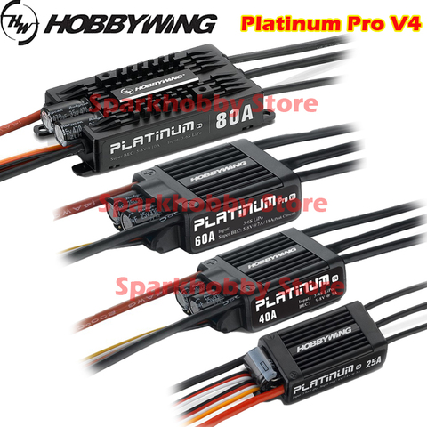 Hobbywing platino Pro 25A 40A 60A 80A 120A V4 CES sin escobillas controlador electrónico de velocidad para  450-480 Clase Heli ► Photo 1/6