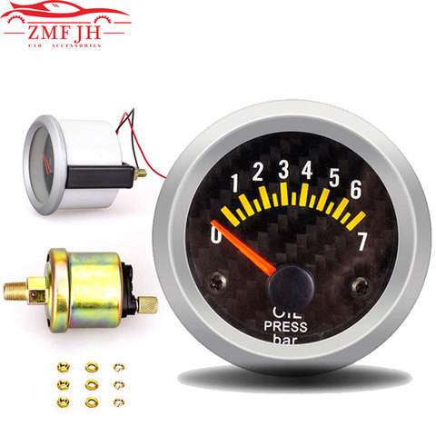 Oil press gauge 12V 52mm Oil pressure gauge with sensor 0-7 bar Car meter digital fuel gauges tester olie meter pression huile ► Photo 1/6