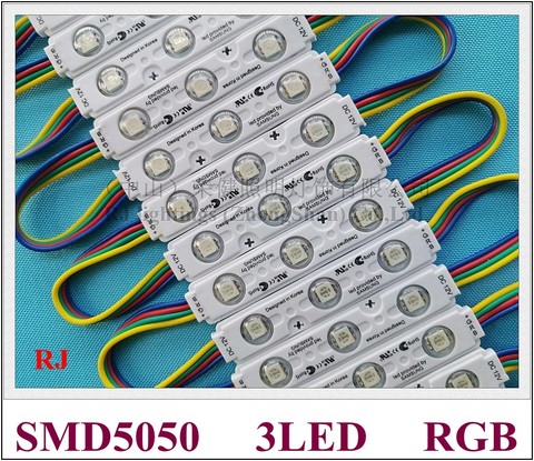 LED module for sign letters injection with lens LED advertising light module SMD 5050 RGB DC12V 0.72W 3 led IP66 75mm*15mm*5mm ► Photo 1/6